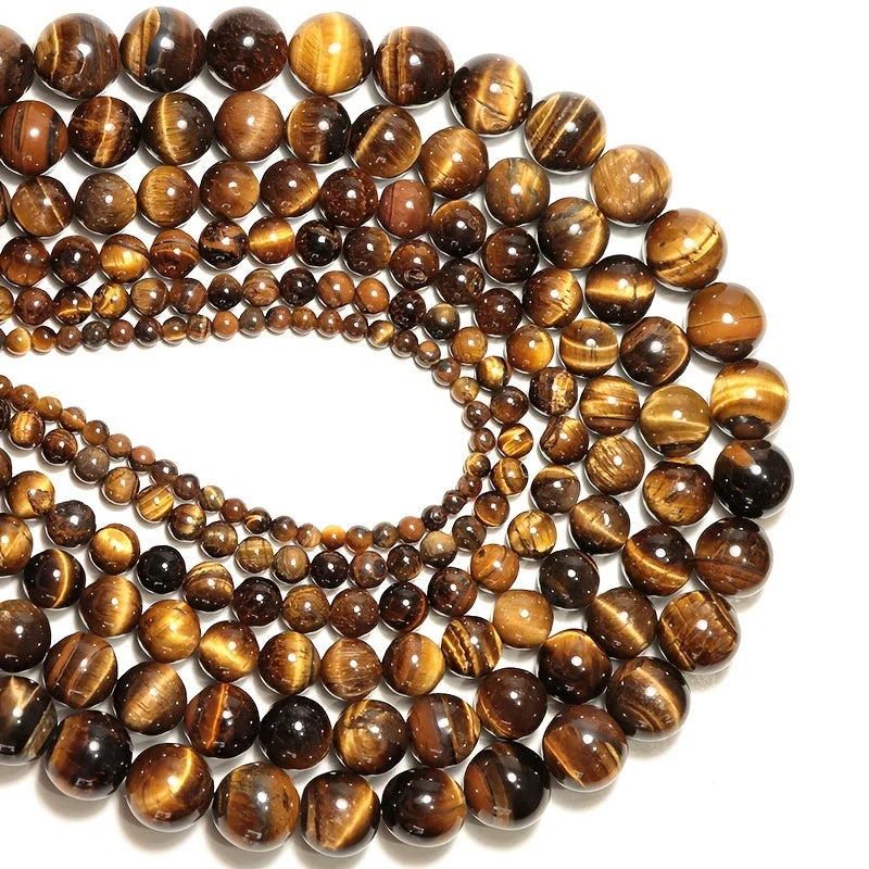 Genuine Tiger Eye Stone Beads for Jewelry Making – Round 8mm, 15" Strand