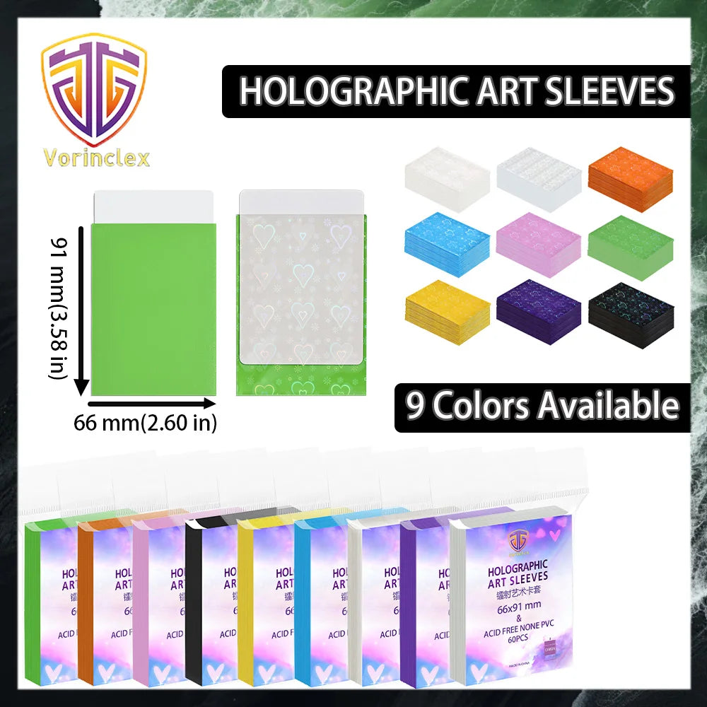 Holographic Heart-Shaped Card Sleeves (60-Pack) – Acid-Free Protectors for TCG & Collectible Cards