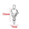 Silver stainless steel lobster clasps and jewelry connectors set with dimension markings