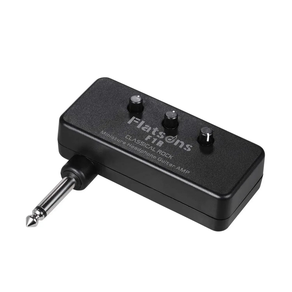 Black Flatsons F1R portable headphone guitar amp with a jack output.