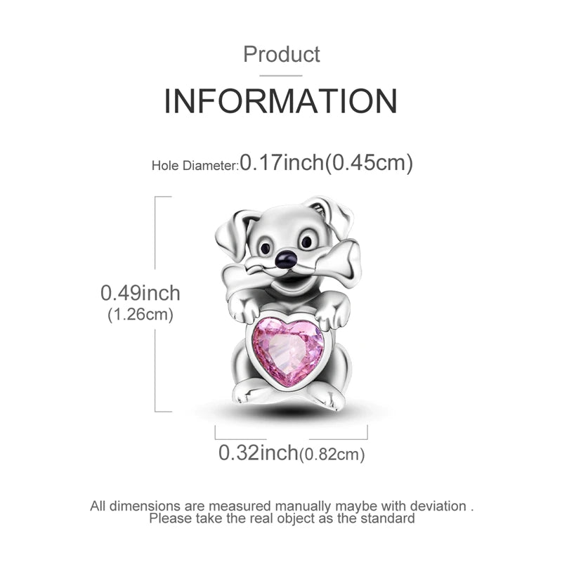 A silver heart charm for bracelets and necklaces, measuring 0.49 inches in diameter.