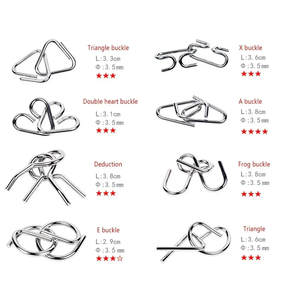Metal Chinese Ring Puzzle Set – Brain Teaser IQ Game