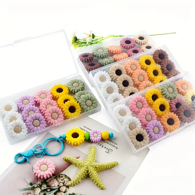 20mm Daisy Silicone Beads for DIY Jewelry & Crafts