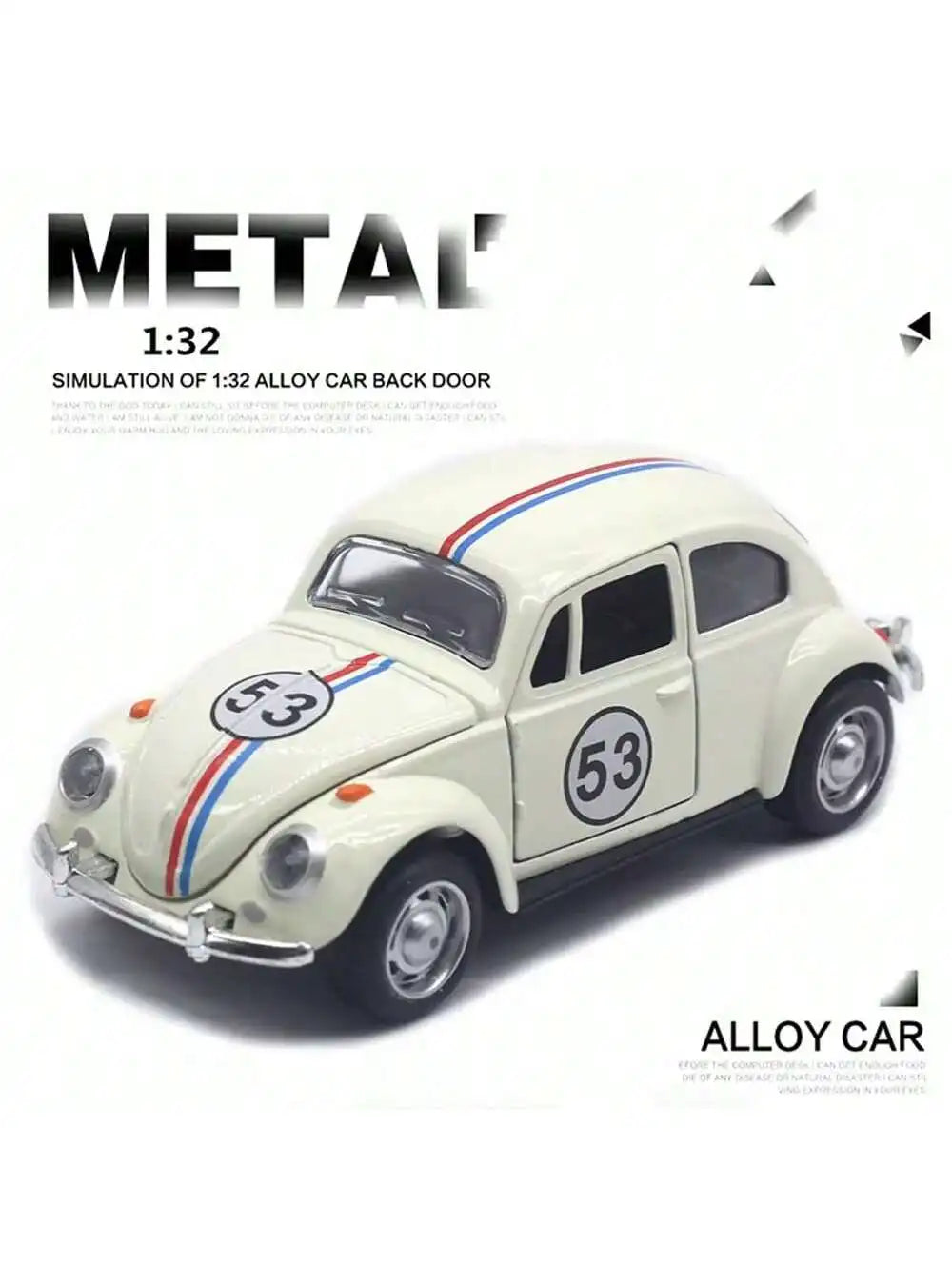 Classic Volkswagen Beetle Die-Cast Model Car with Pull-Back Action