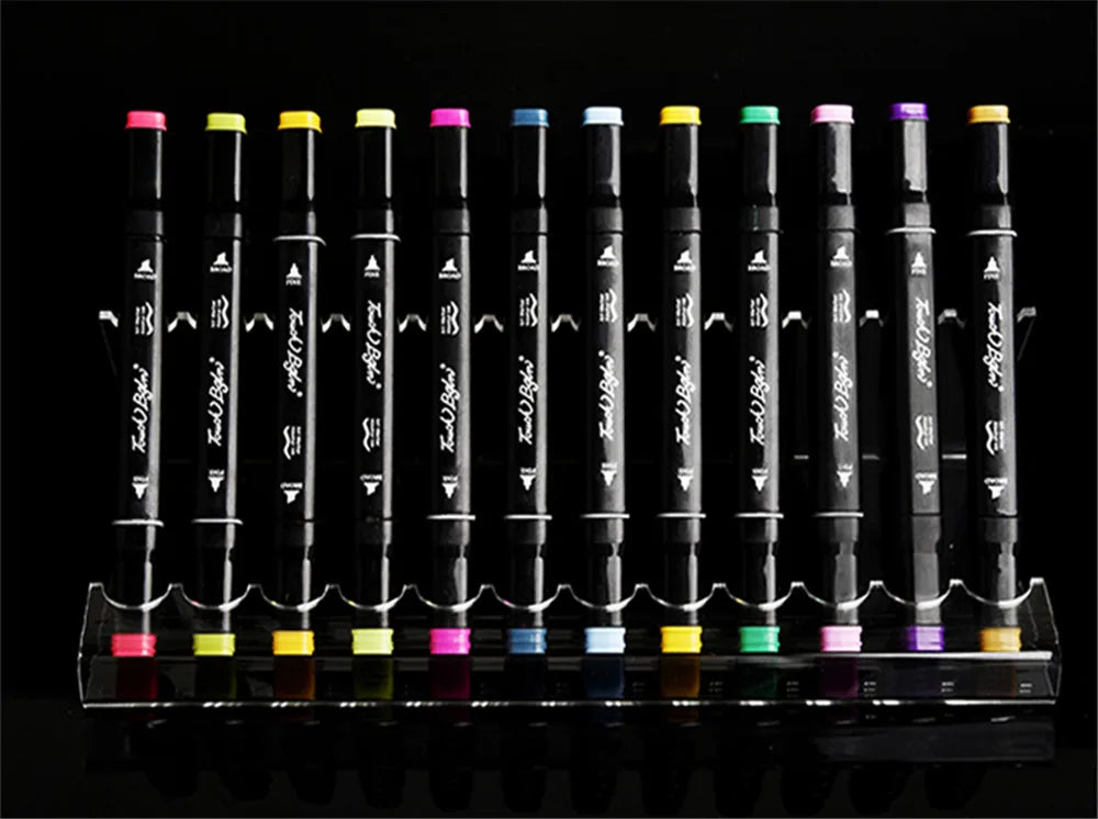 Clear Acrylic Pen Display Holder with Brush Storage
