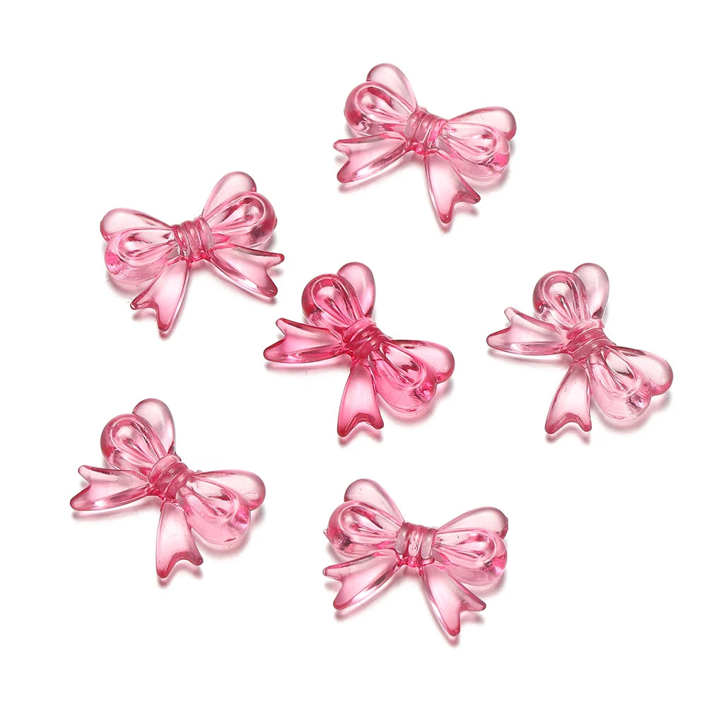 Multicolor Transparent Bow Acrylic Beads for DIY Jewelry Making