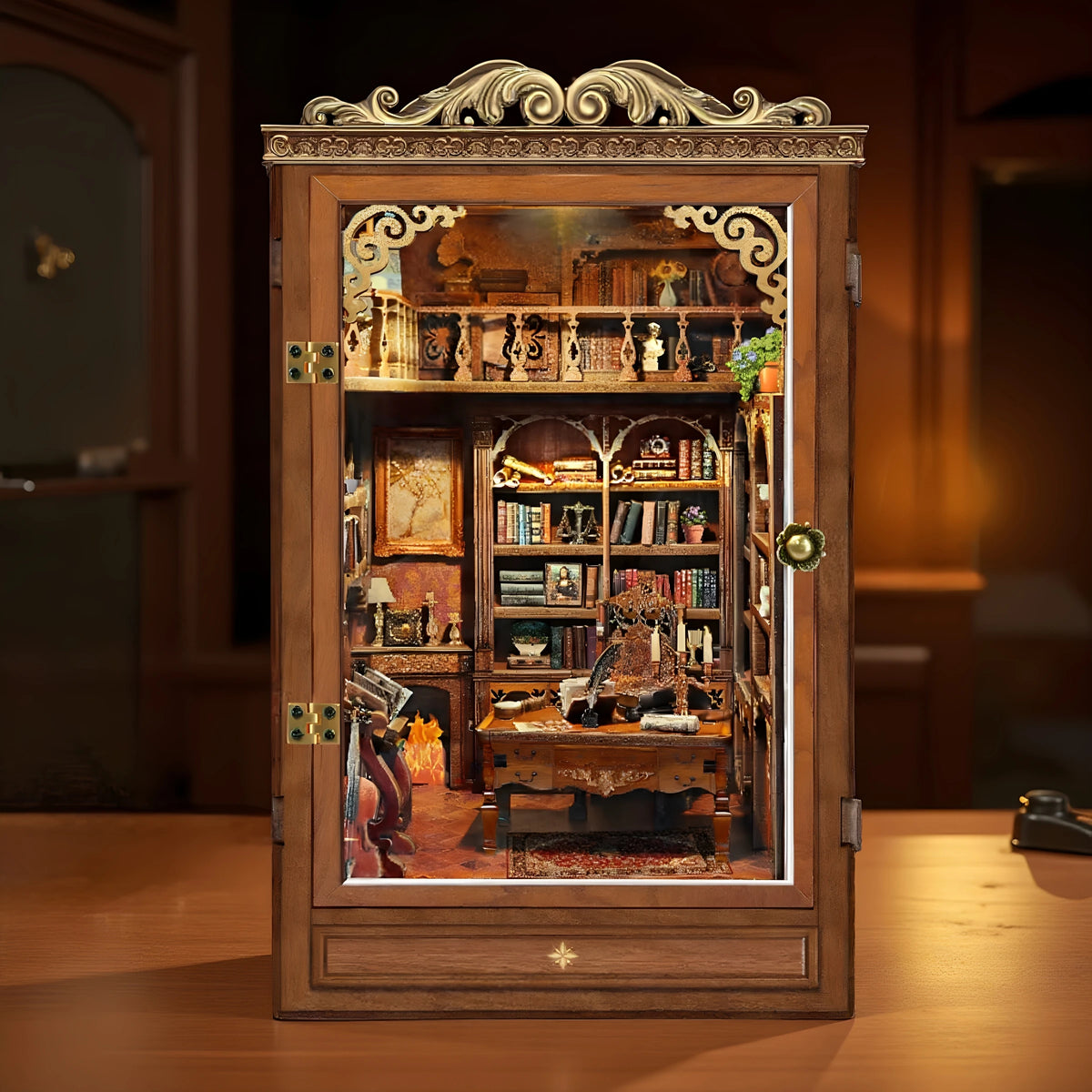 DIY Book Nook Shelf Insert Kit - Time Book House with Lights