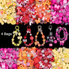 A colorful mix of acrylic beads in various shades including pink, red, orange, and yellow for DIY jewelry making