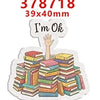 A stack of colorful books with a hand gesture saying I'm Ok on a clear background.