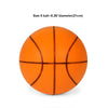 An orange basketball with black lines, measuring 5 balls and 8.26 inches in diameter.