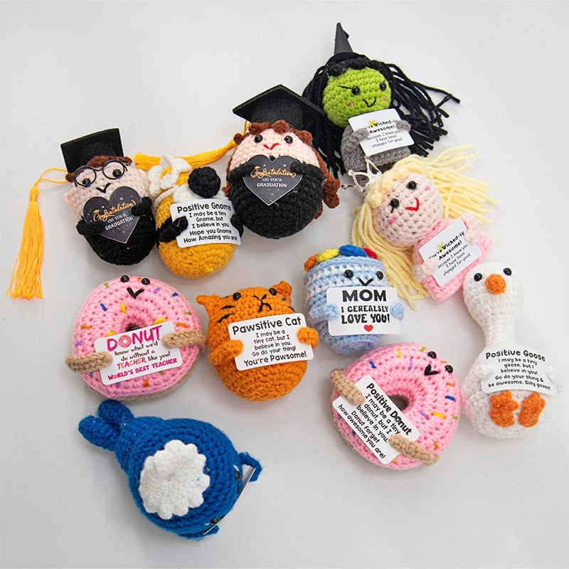 Handmade Crochet Positive Doll with Hugging Card