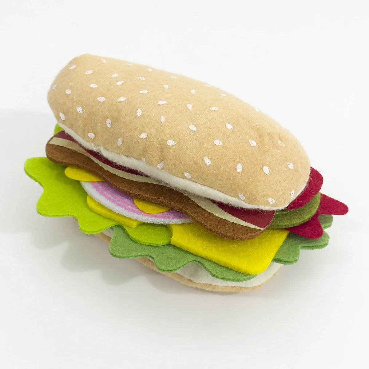 28-Piece Felt Burger & Sandwich Play Food Set for Kids