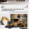 A set of mini RC construction vehicles, including an excavator and a cart push, with a 2.4G remote control.