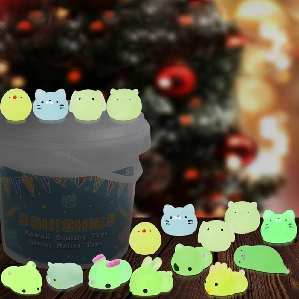Kawaii Animal Squishy Toys – Glow in the Dark Stress Relievers (Party Pack)