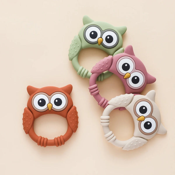 Owl Silicone Baby Teether with Rattle