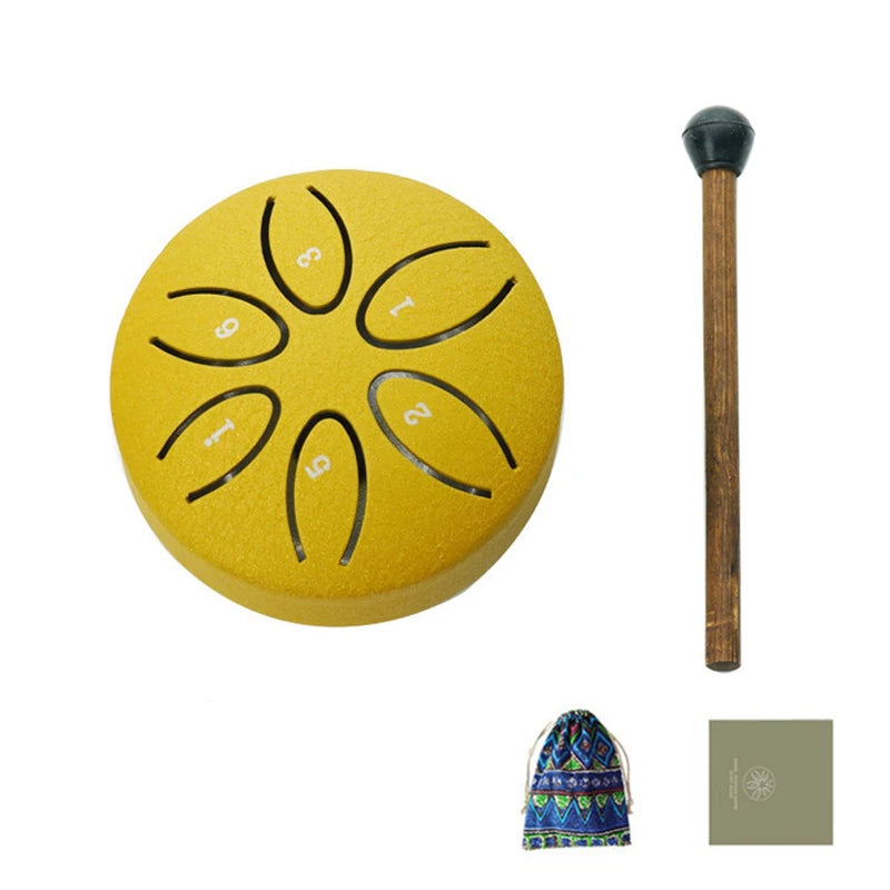 Mini Steel Tongue Drum with Mallet – 6 Notes, Portable Hand Pan for Meditation & Yoga