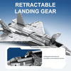A gray model kit of a fighter jet with retractable landing gear visible, showing the landing gears can be retracted.