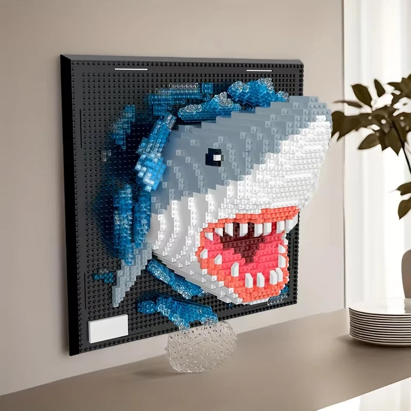 3D Mosaic Art Building Block Set — Shark, Eagle & Parrot Designs