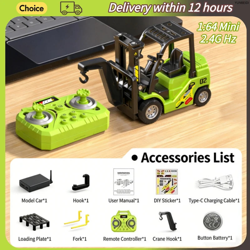 Miniature RC Forklift with Trailer and Bluetooth App Control