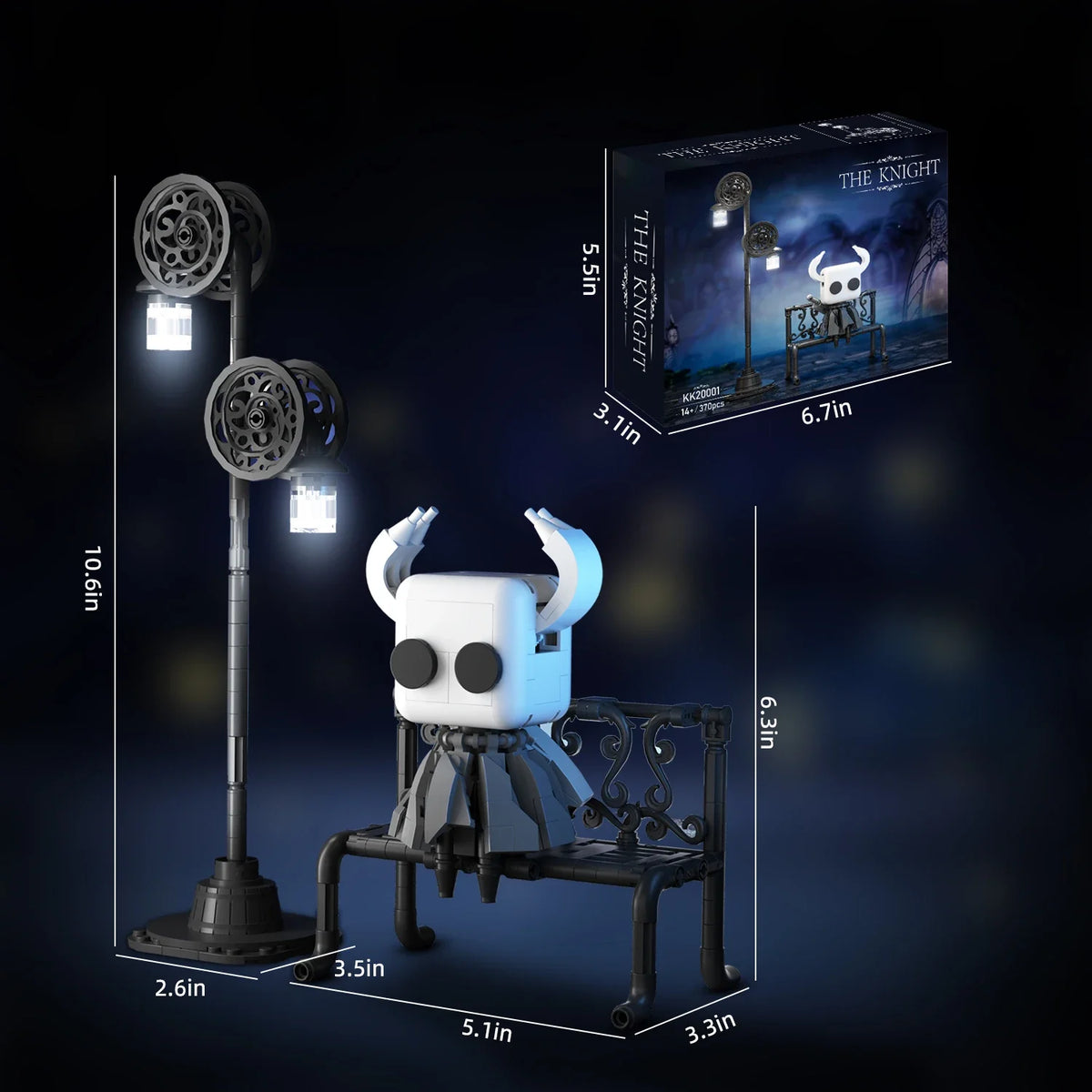 Hollow Knight Building Blocks Set – Ghost Figure with Street Lighting