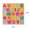 A wooden alphabet puzzle featuring large, colorful letters A through Z for toddlers.