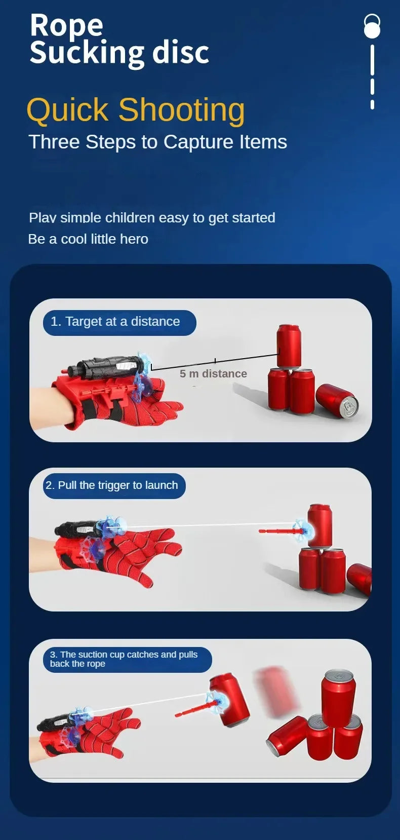 Demonstration of a rope sucking disc launcher glove set capturing projectiles.