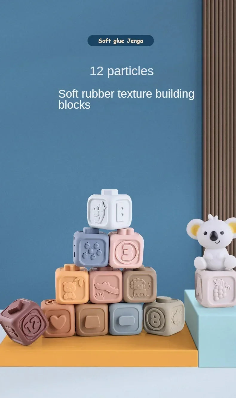 Soft Silicone Building Blocks for Babies - Stacking & Teething Toy