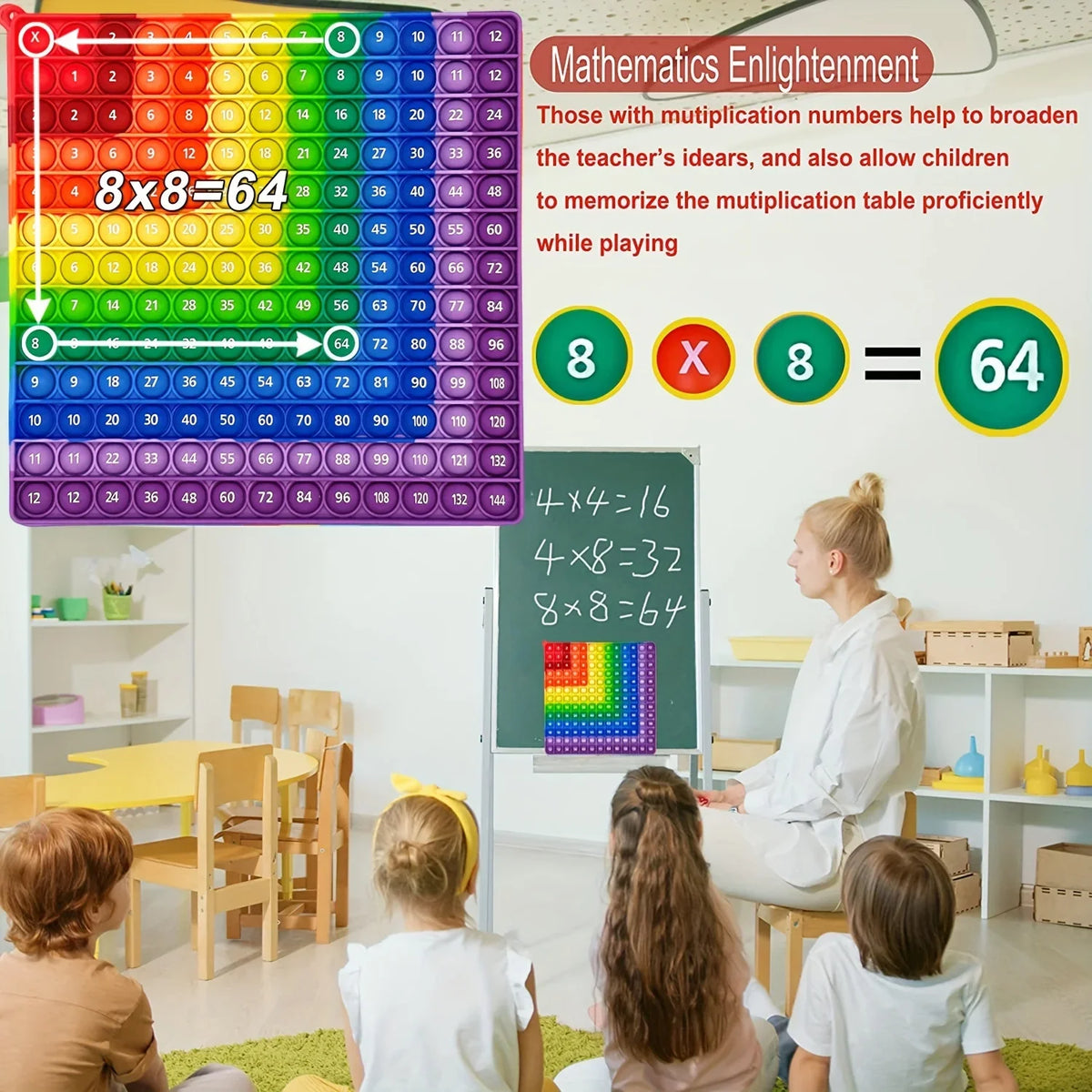 Multiplication Pop Fidget Toy – Interactive Math Learning Board for Kids