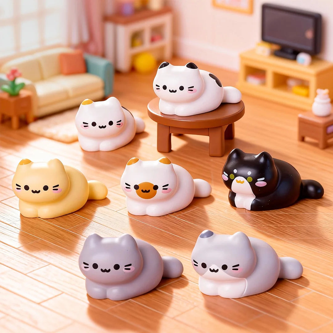Adorable Cat Figurine Set for Desk, Shelf & Fairy Garden Decor