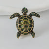 Gold-Plated Rhinestone Turtle Brooch Pin