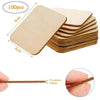 A stack of 100 blank wood squares or thin wooden tiles, measuring 4cm by 4cm and 2.5mm thick.