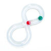 White interactive cat turntable toy with a tunnel and a red teaser wand