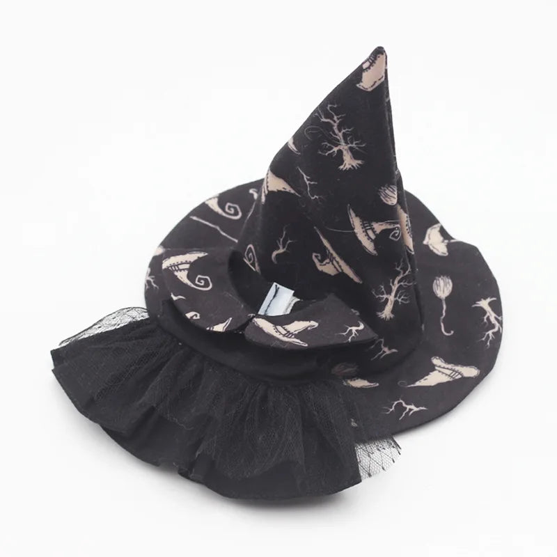 Black witch hat and ruffled skirt costume set for 17cm dolls