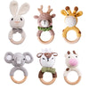 Crochet Bunny Rattle & Teether Toy with Wooden Ring