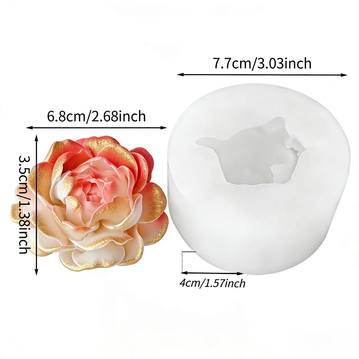 Reusable Rose Silicone Mold with Realistic Layered Petals