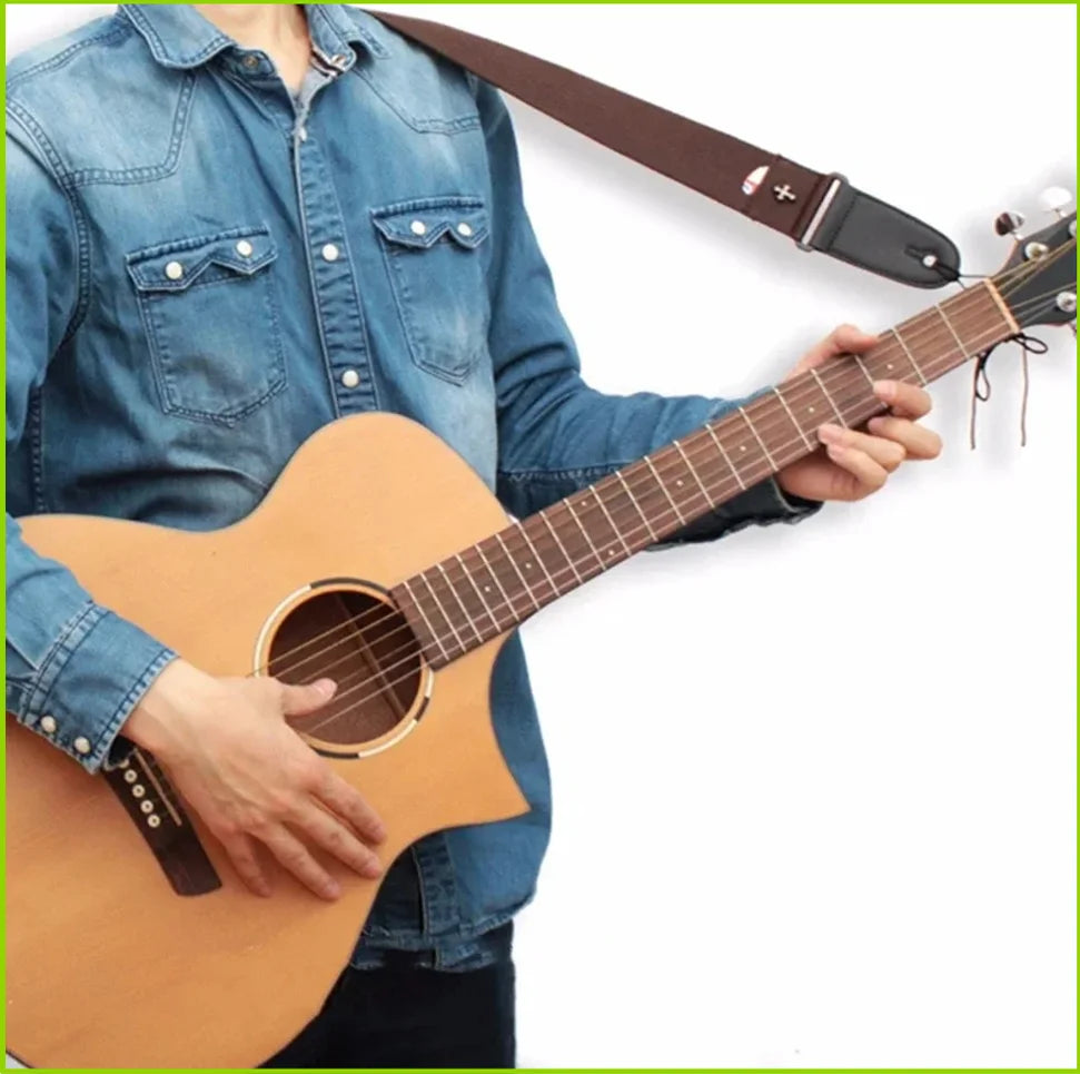 Vintage Woven Guitar Strap with Cross Detail