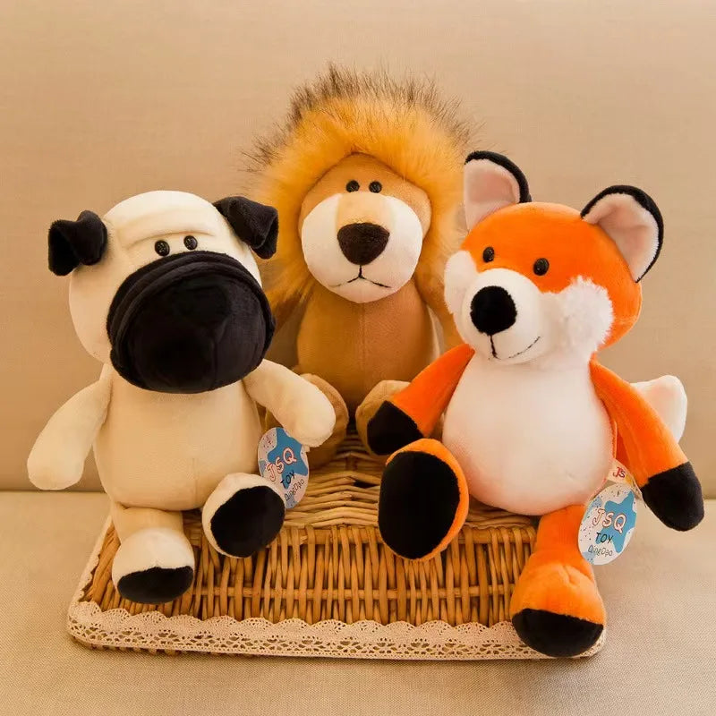 Soft Forest Animal Plush Toys Set – Lion, Elephant, Monkey & More
