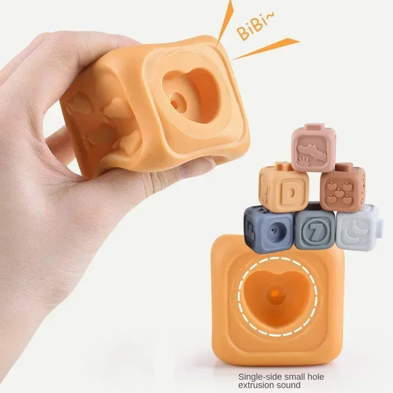 Soft Silicone Building Blocks for Babies - Stacking & Teething Toy