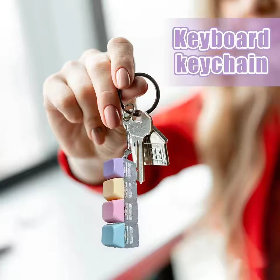 LED Macaron Keyboard Fidget Toy with Keychain