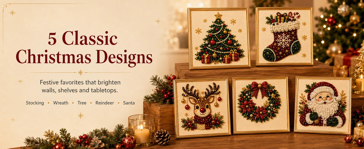 Festive Christmas Pearl Diamond Painting Kit with Frame