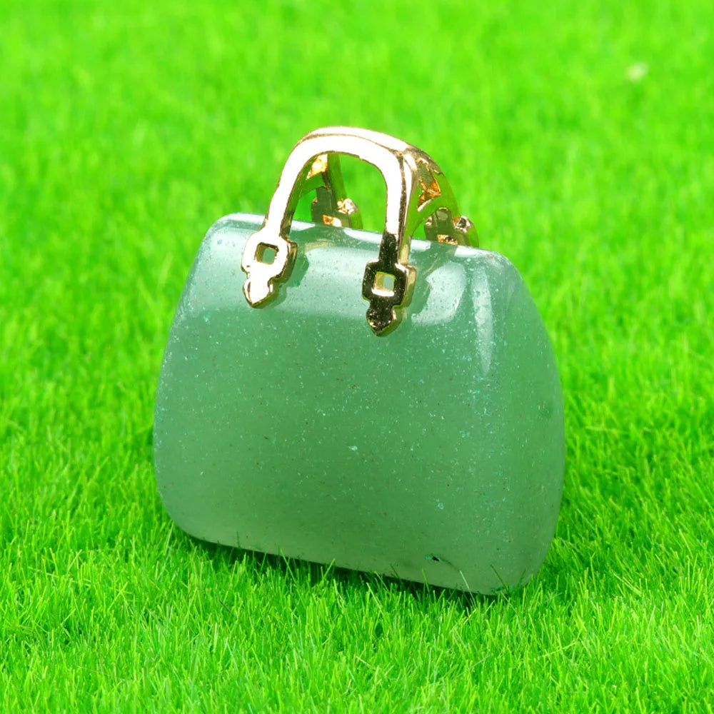 Mini Handbag-Shaped Crystal Agate Pendant for Jewelry Making
