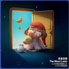 A cute, pink figurine of a girl with red hair is shown emerging from an open door into a starry night scene.