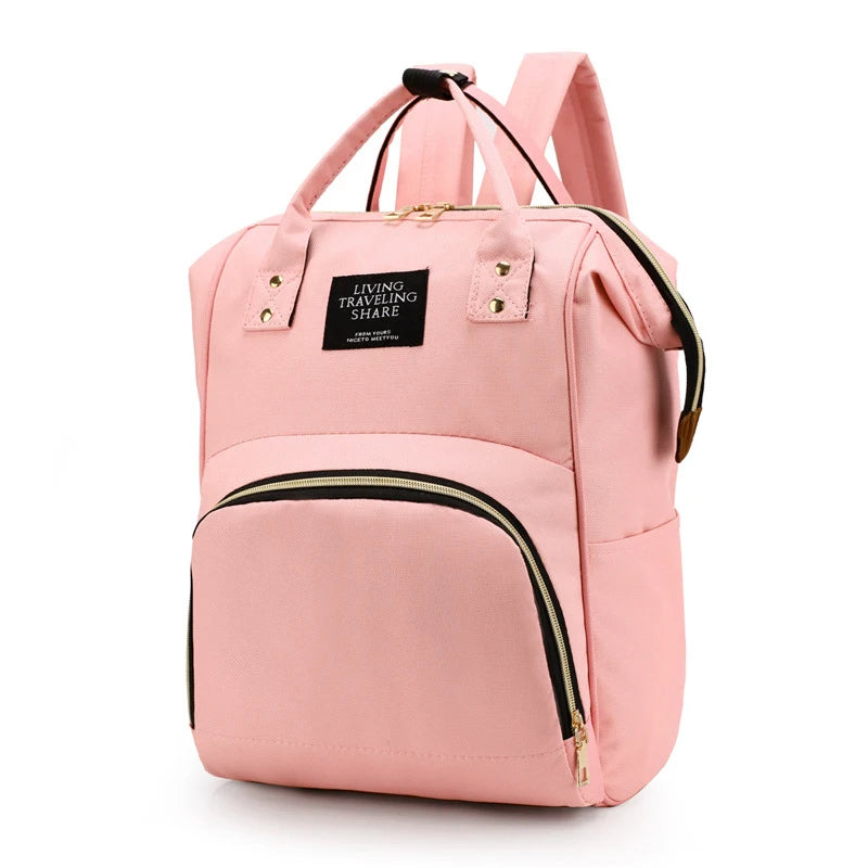 Canvas Baby Diaper Bag with Thermal Bottle Pockets & Hanging Design