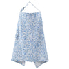 Light blue floral muslin nursing cover with adjustable neckline