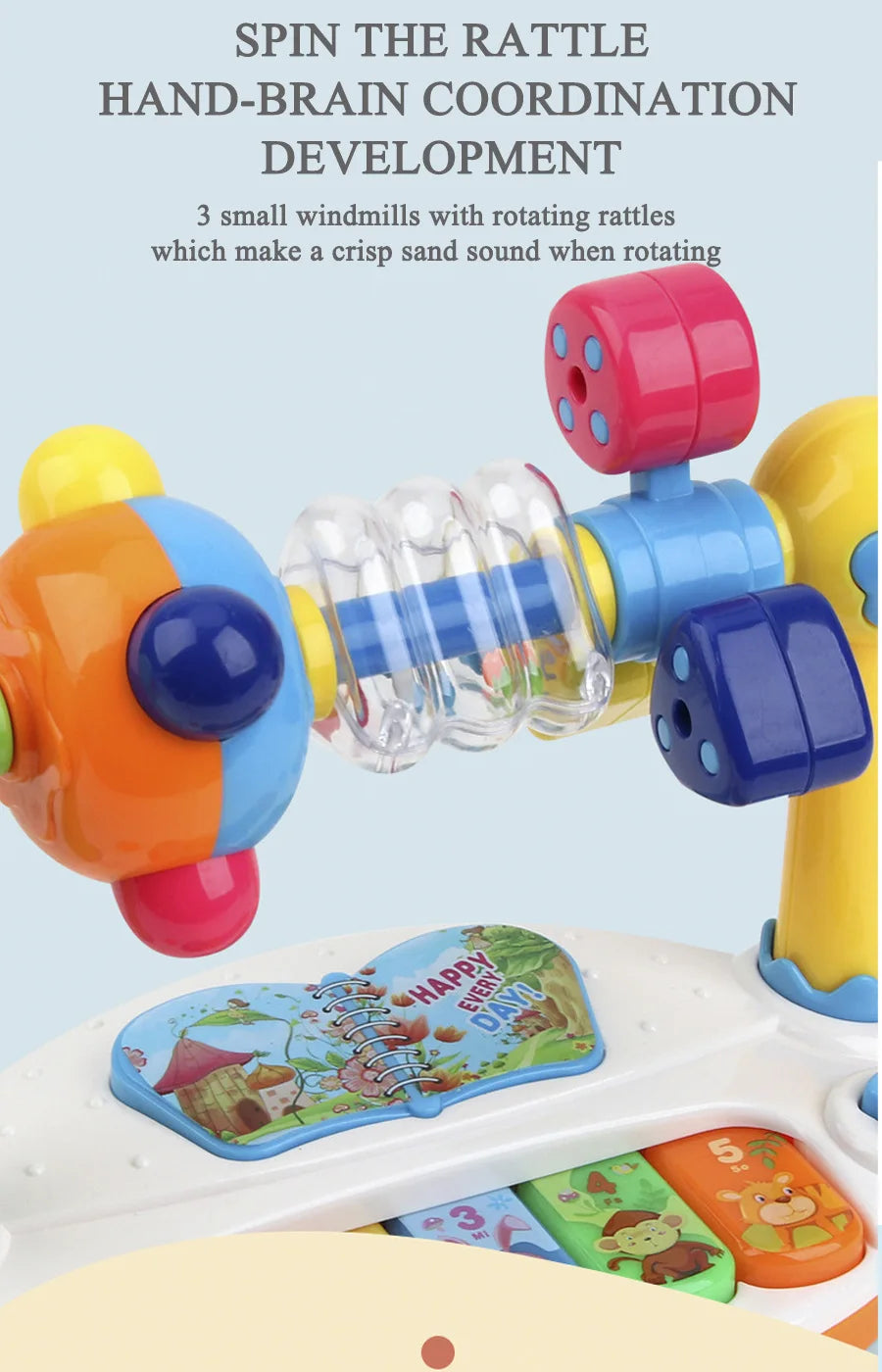 Interactive Drum & Piano Toy with Rotating Lights and Sounds