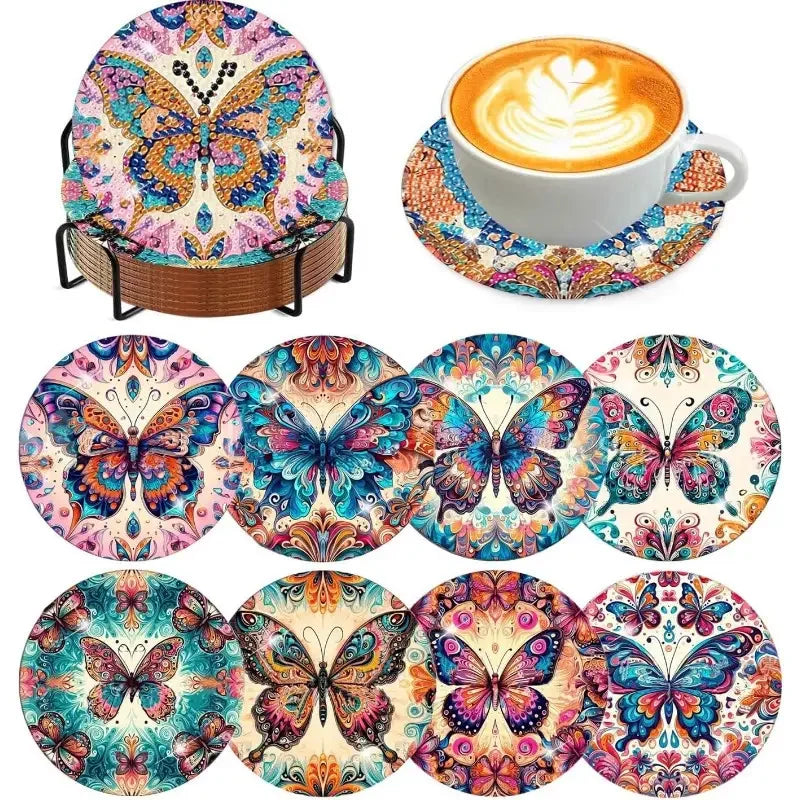 Ocean Series Diamond Art Coaster Kit with Stand – DIY Craft Set for Adults & Beginners