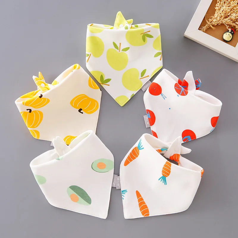 Cotton Waterproof Baby Bibs with Absorbent Bandana (5-Pack)