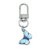 Silver padlock keychain with a light blue butterfly charm