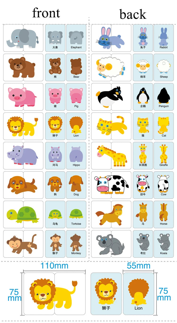 Montessori Wooden Animal Puzzle Set with Storage Box