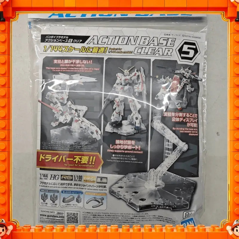 Action Base Clear 5 model kit packaging showing assembled and unassembled parts
